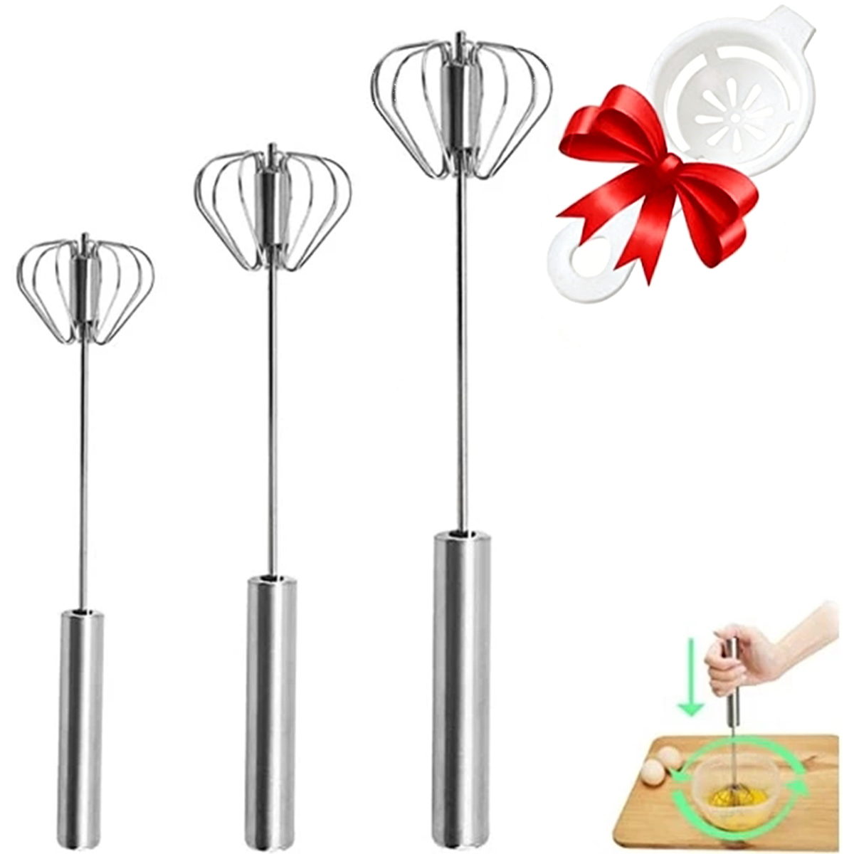 1/3pcs Stainless Steel Egg Bea - đánh giá và giá Kitchen Appliances Restaurant